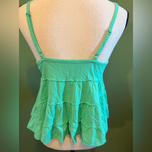American Eagle Green Sleeveless Ruffle baby doll Top - Picture 4 of 6